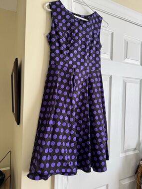 Purple Polka Dot Fit-and-Flare Dress